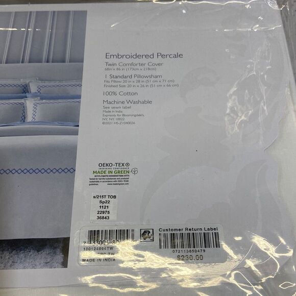 Sky
Embroidered Percale Duvet Cover Set,
- 100% Exclusive. Color: White/Navy - Picture 5 of 5